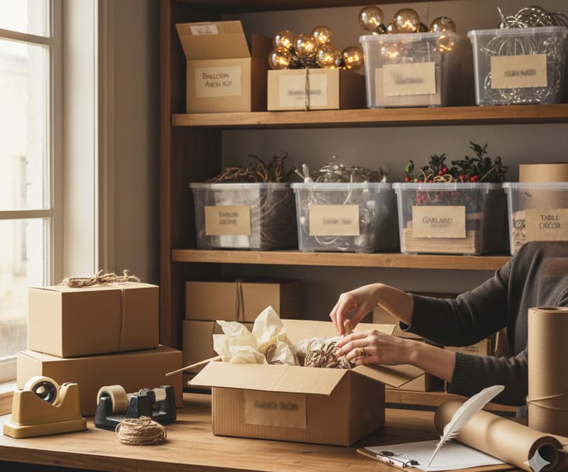 Smart Cat team packing party and holiday decorations in a bright studio Smart Cat team packing party and holiday decorations in a bright studio